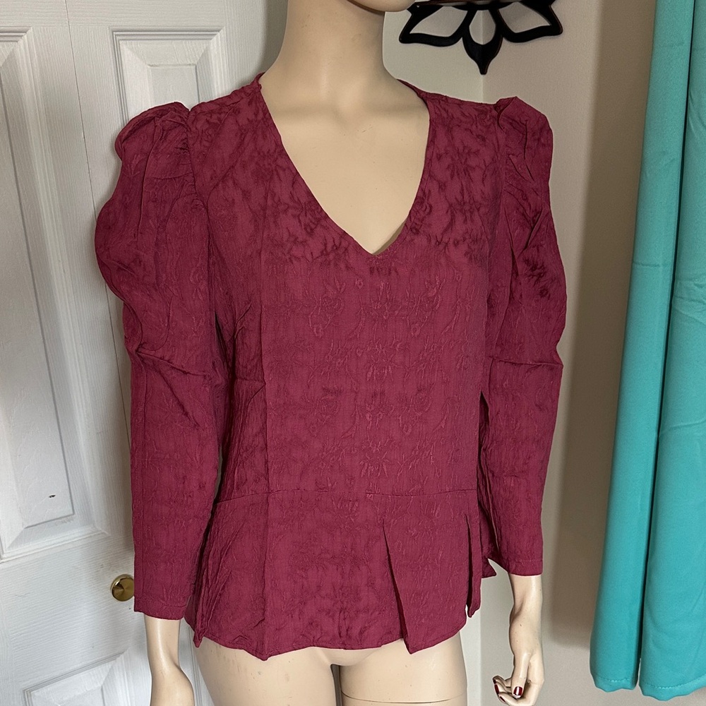 Skies Are Blue Maroon V-Neck Blouse